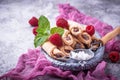 Homemade cookies bagels with raspberry jam Royalty Free Stock Photo