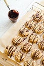 Homemade cookies with a dark chocolate drizzle