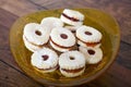 Homemade cookies filled with strawberry jam Royalty Free Stock Photo