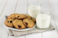 Homemade cookies with milk on the table.