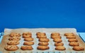 Homemade cookies with plain colored backgrounds
