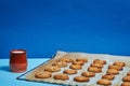 Homemade cookies with plain colored backgrounds