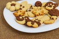 Homemade cookies in the shape of dog, heart, elephant, butterfly, snowflake, slug, turtle, heart, rabbit Royalty Free Stock Photo