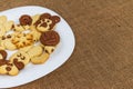 Homemade cookies in the shape of dog, heart, elephant, butterfly, snowflake, slug, turtle, heart, rabbit Royalty Free Stock Photo