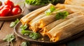 Homemade Corn and Chicken Tamales. Generative Ai Royalty Free Stock Photo