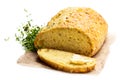 Homemade corn loaf with butter isolated on white