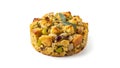 Homemade cornbread stuffing with herbs and vegetables, isolated on white background Royalty Free Stock Photo