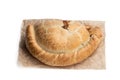 Homemade cornish pasty isolated on white Royalty Free Stock Photo