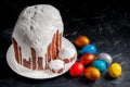 Homemade craft Easter cakes and painted eggs Royalty Free Stock Photo