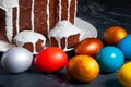 Homemade craft Easter cakes and painted eggs Royalty Free Stock Photo