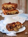 Homemade cranberry cake with hazelnuts