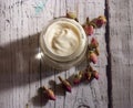 Homemade cream of hands, cream of roses Royalty Free Stock Photo