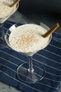 Homemade Creamy Eggnog Cinnamon Dessert Martini Royalty Free Stock Photo