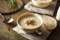 Homemade Creamy Potato and Leek Soup Royalty Free Stock Photo