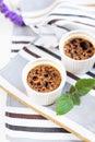 Homemade Creme brulee with coffee