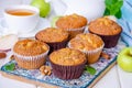 Homemade crispy apple muffins with walnuts and cinnamon Royalty Free Stock Photo