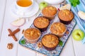 Homemade crispy apple muffins with walnuts and cinnamon Royalty Free Stock Photo