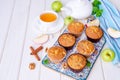 Homemade crispy apple muffins with walnuts and cinnamon Royalty Free Stock Photo