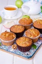 Homemade crispy apple muffins with walnuts and cinnamon Royalty Free Stock Photo