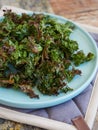 Homemade Crispy Kale Chips on a plate