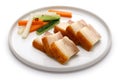 Homemade crispy roast pork belly with skin, Chinese Cantonese cuisine Royalty Free Stock Photo