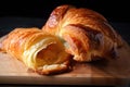 homemade croissant, flaky and golden brown on the outside with soft and buttery interior