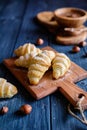 Homemade croissants filled with hazelnut cream