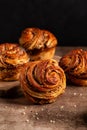 Homemade cruffins, a hybrid of a croissant and a muffin, filled with mix of butter Royalty Free Stock Photo