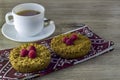 Homemade crumbly shortbread with a cup of tea