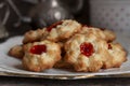 Homemade crumbly shortbread with jam