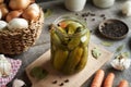 Homemade cucumber pickles in a glass jar Royalty Free Stock Photo