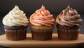 Homemade cupcake with chocolate icing, a sweet birthday celebration generated by AI Royalty Free Stock Photo