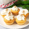 Homemade cupcakes with Christmas decorations