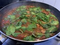 Homemade curry with spinach