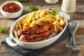 Homemade Currywurst and French Fries Royalty Free Stock Photo
