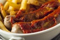 Homemade Currywurst and French Fries