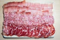 Homemade cut of salami, ham and speck