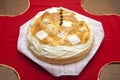 Homemade decorated Serbian slava bread Royalty Free Stock Photo