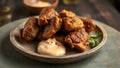 Homemade Deep Fried Chicken Livers with Spicy Mayo Royalty Free Stock Photo