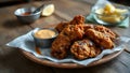 Homemade Deep Fried Chicken Livers with Spicy Mayo Royalty Free Stock Photo