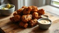 Homemade Deep Fried Chicken Livers with Spicy Mayo Royalty Free Stock Photo