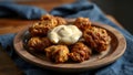 Homemade Deep Fried Chicken Livers with Spicy Mayo Royalty Free Stock Photo