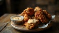 Homemade Deep Fried Chicken Livers with Spicy Mayo Royalty Free Stock Photo