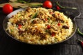 Indian chicken  biriyani - traditional recipes. Royalty Free Stock Photo