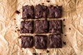 Homemade Delicious Chocolate Brownies. closeup chocolate cake Royalty Free Stock Photo