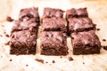 Homemade Delicious Chocolate Brownies. closeup chocolate cake Royalty Free Stock Photo