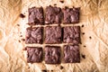 Homemade Delicious Chocolate Brownies. closeup chocolate cake Royalty Free Stock Photo