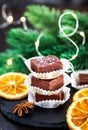 Homemade delicious chocolate fudge pieces with sea salt Royalty Free Stock Photo