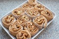 Homemade delicious cinnamon rolls ready to bake