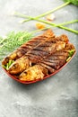 Asian cuisine ,grilled fish with exotic spices